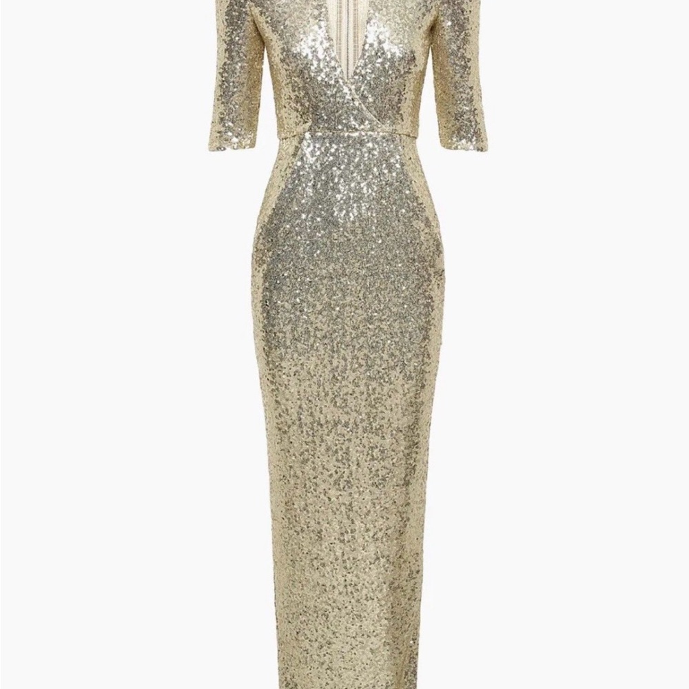 New Zhivago Metallic Gold Long Sleeve Dress